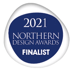 the logo for the 2021 northern design finalist award.