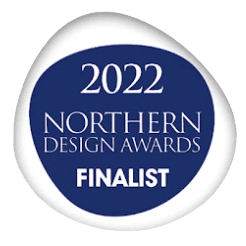 the logo for the 2022 northern design finalist award.