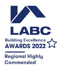the logo for labc building excellence awards 2022.