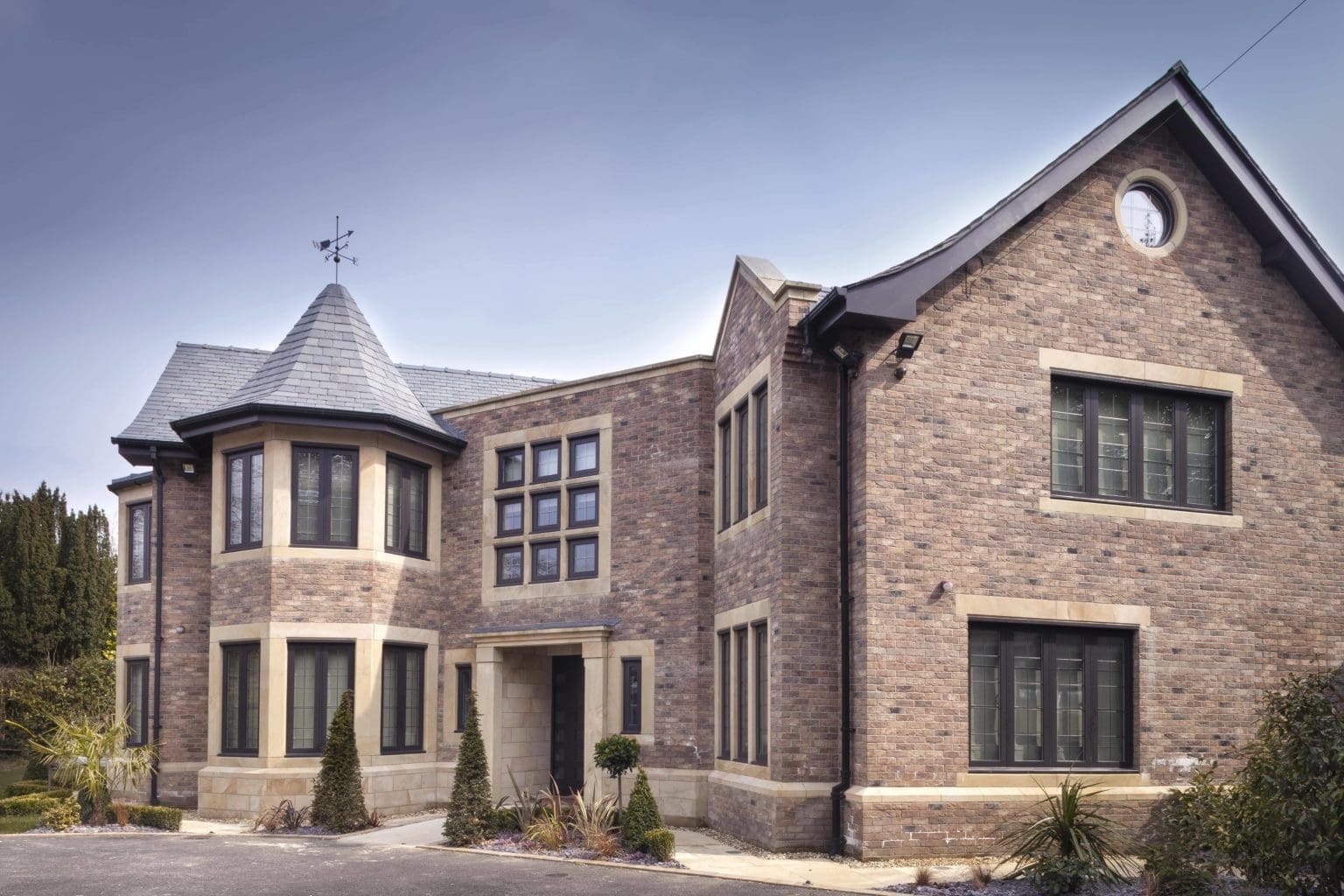 a large brick house.