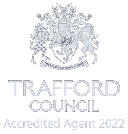 an award logo of trafford council accredited agent 2022