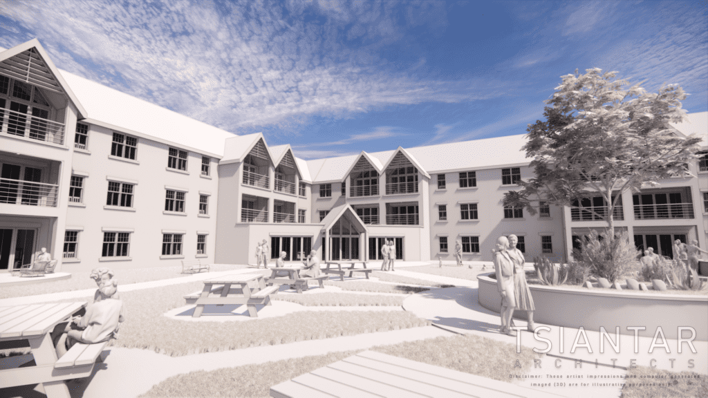 a computer rendered of the proposed senior living houses.