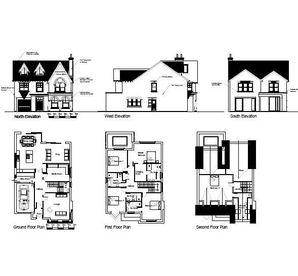a drawing of a floor plan of a house.