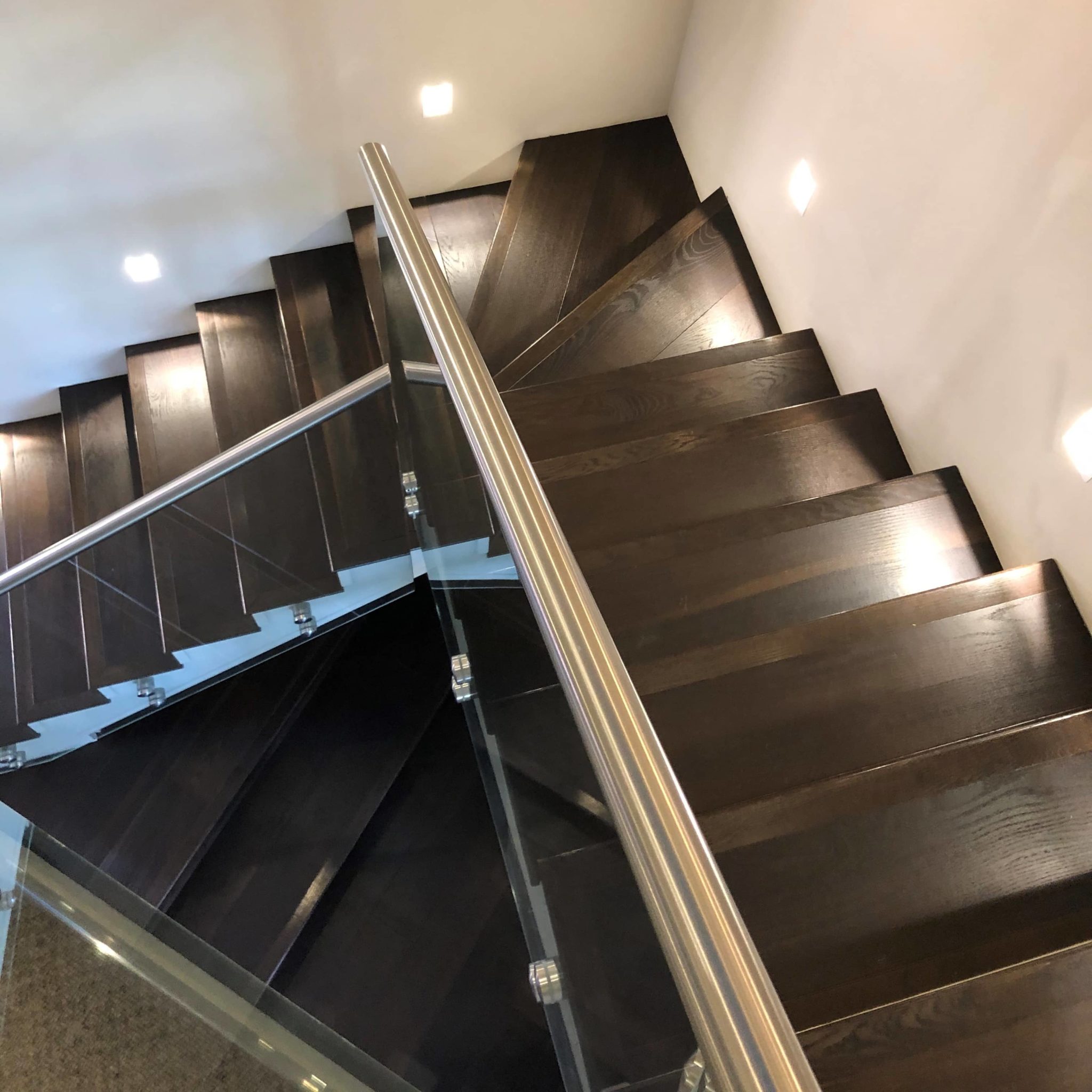 a set of stairs leading up to a second floor.