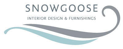 the logo for snowgoose interior design and furnishings.