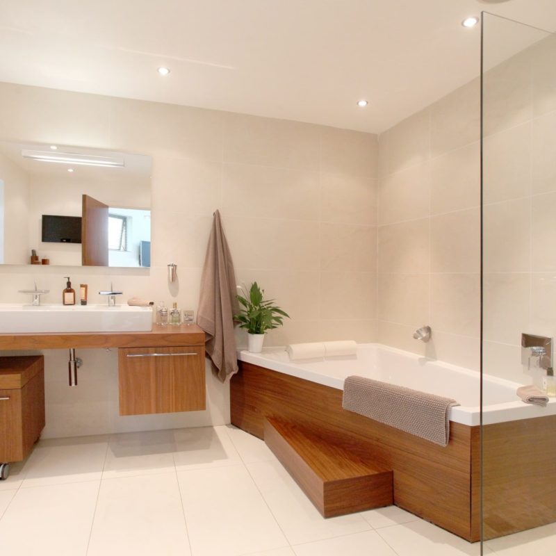 Angular Wooden Bathroom-min