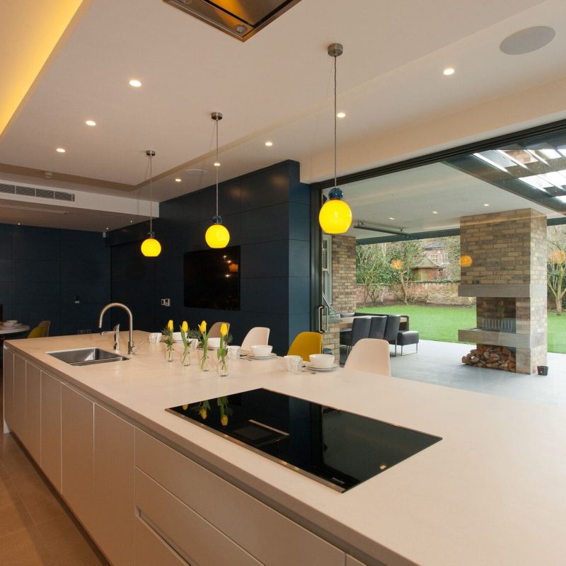 Contemporary Kitchen with garden view-min