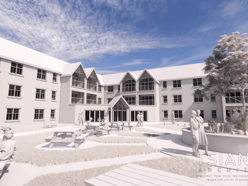 a computer rendered of the proposed senior living houses.